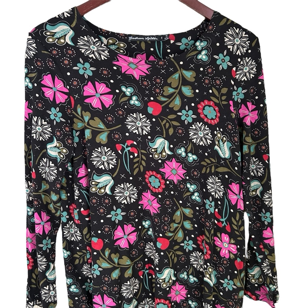 Gudrun Sjoden Floral Dress - Jersey Casual Lagenlook Layered Folk